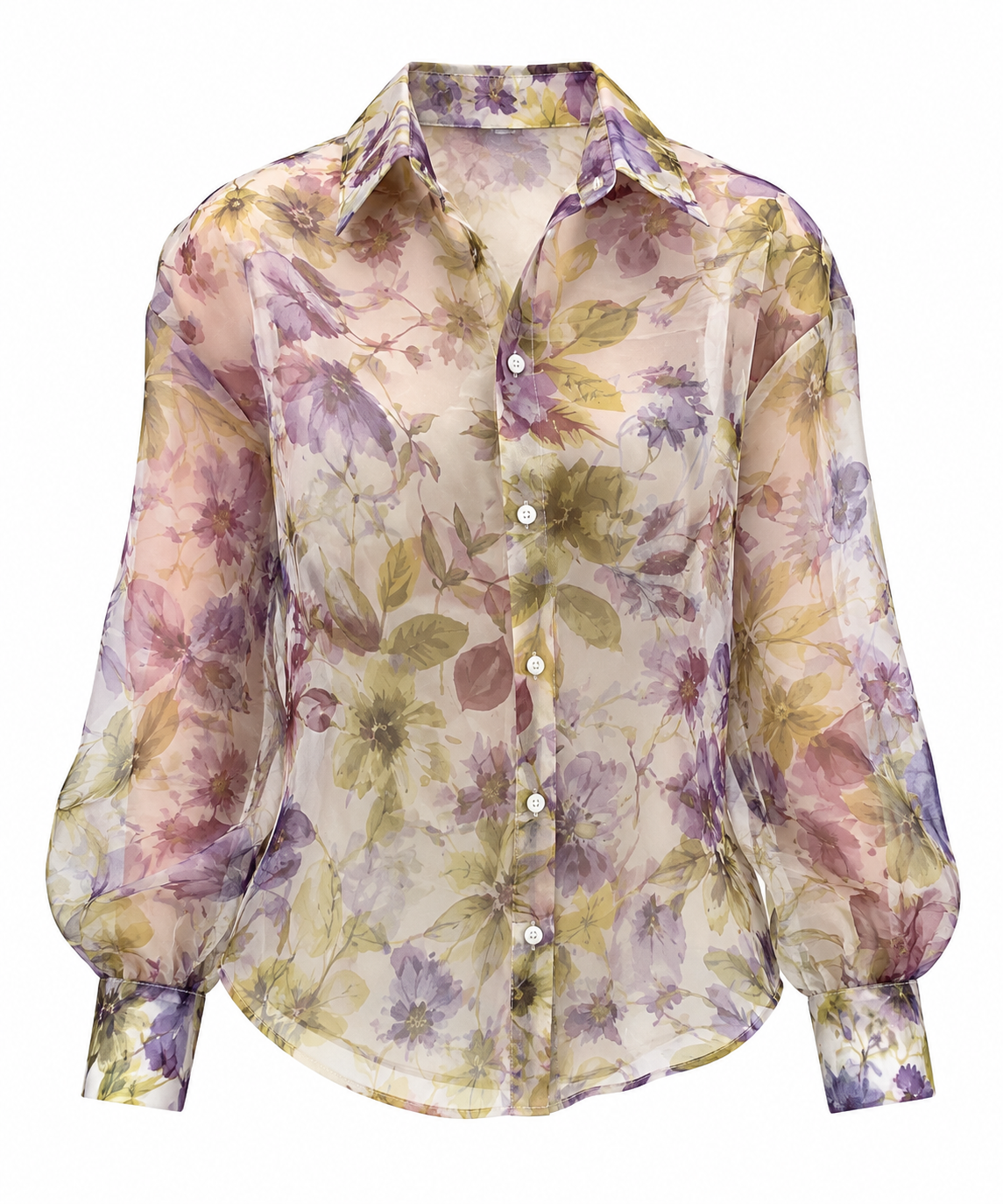 Camicia velata fiori lilla - Silence Limited