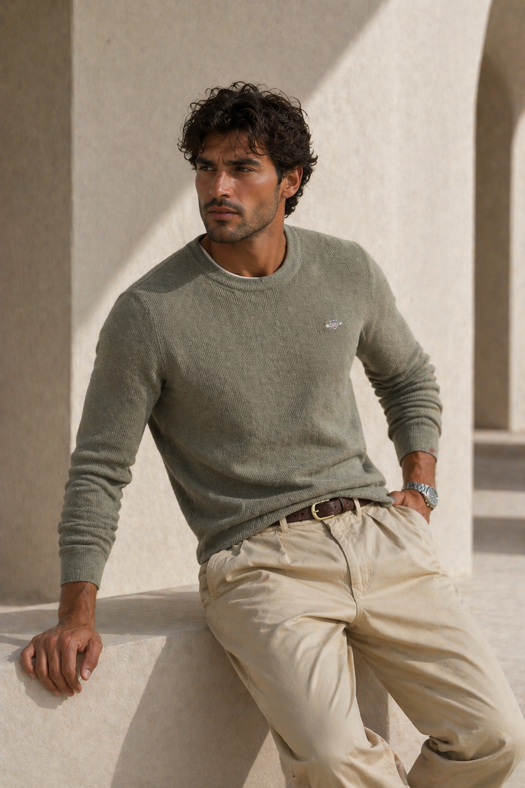 Maglia girocollo in cotone testurizzato Gant