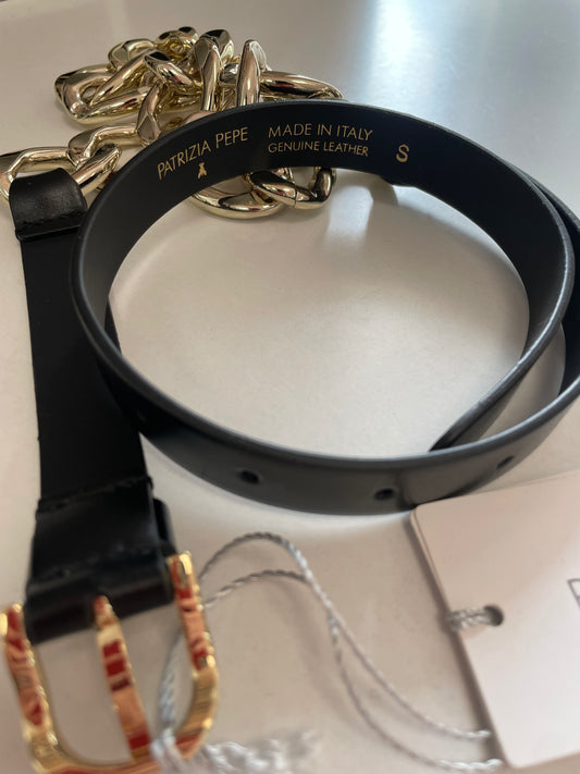 Cinta patrizia pepe pelle e catena oro