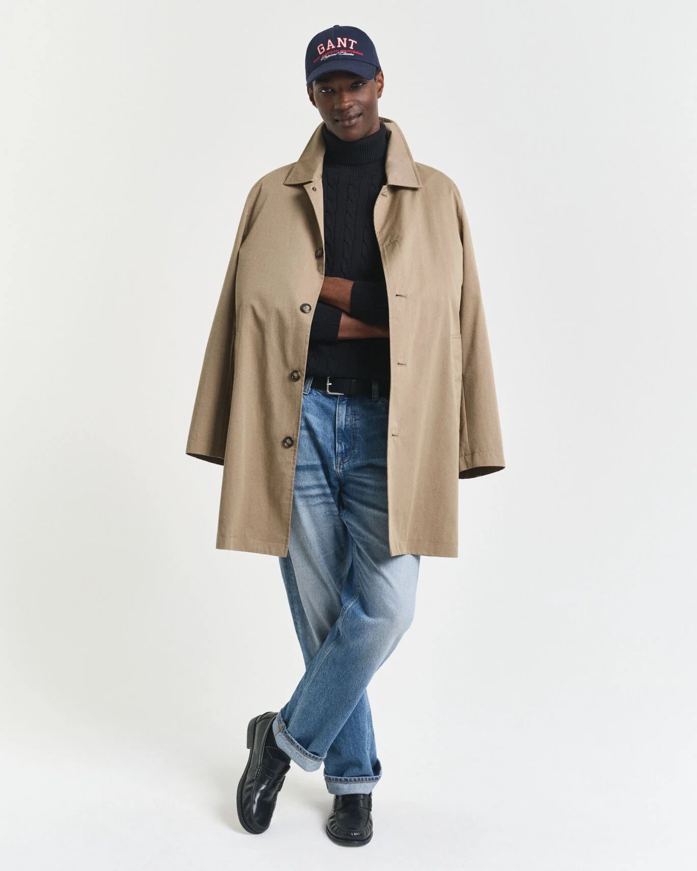 Maglia a collo alto in cotone a trecce Gant