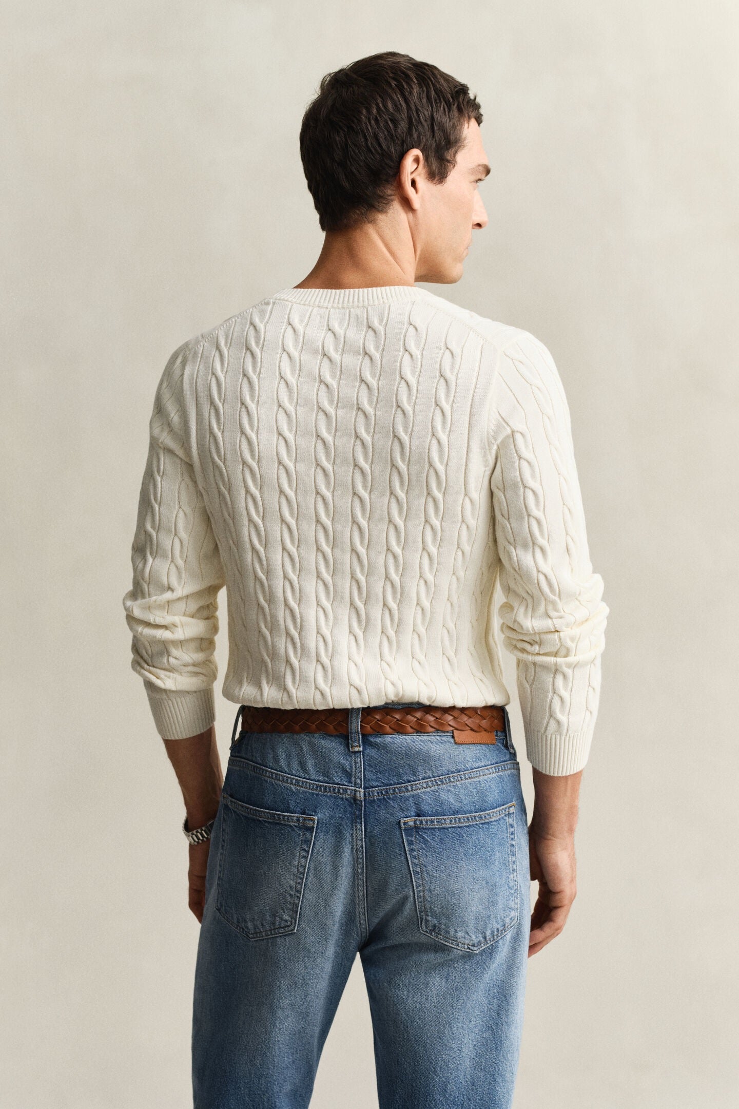 Maglia girocollo in cotone a trecce Gant