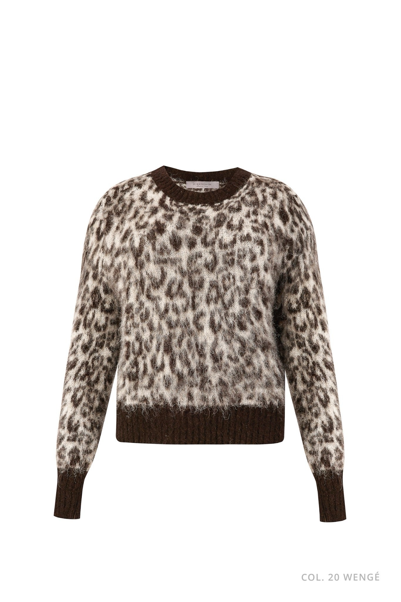 Maglia girocollo in alpaca con fantasia animalier D.Exterior