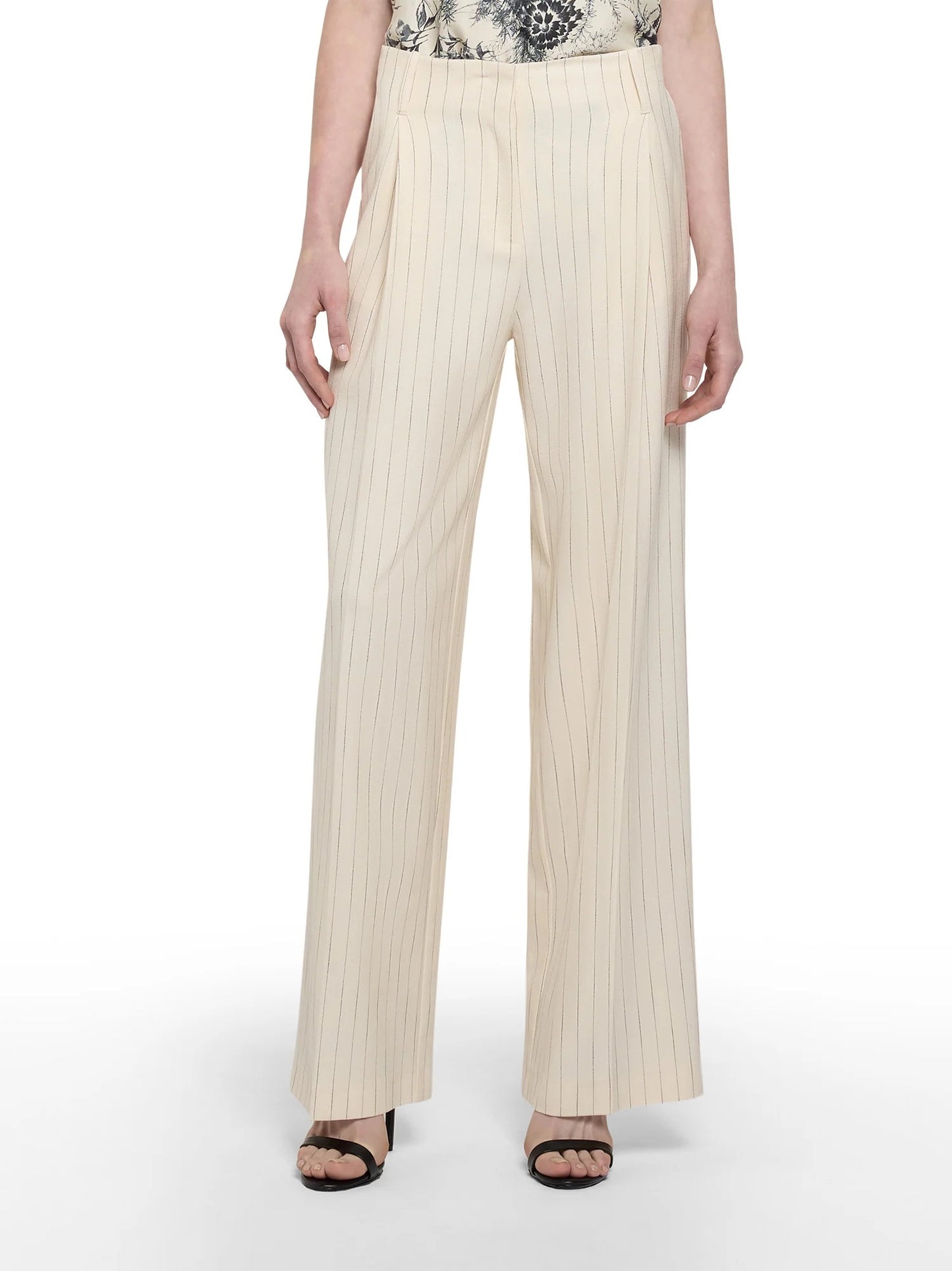 PANTALONE LARGO IN GESSATO CON PIEGA DAVANTI SIMONA CORSELLINI