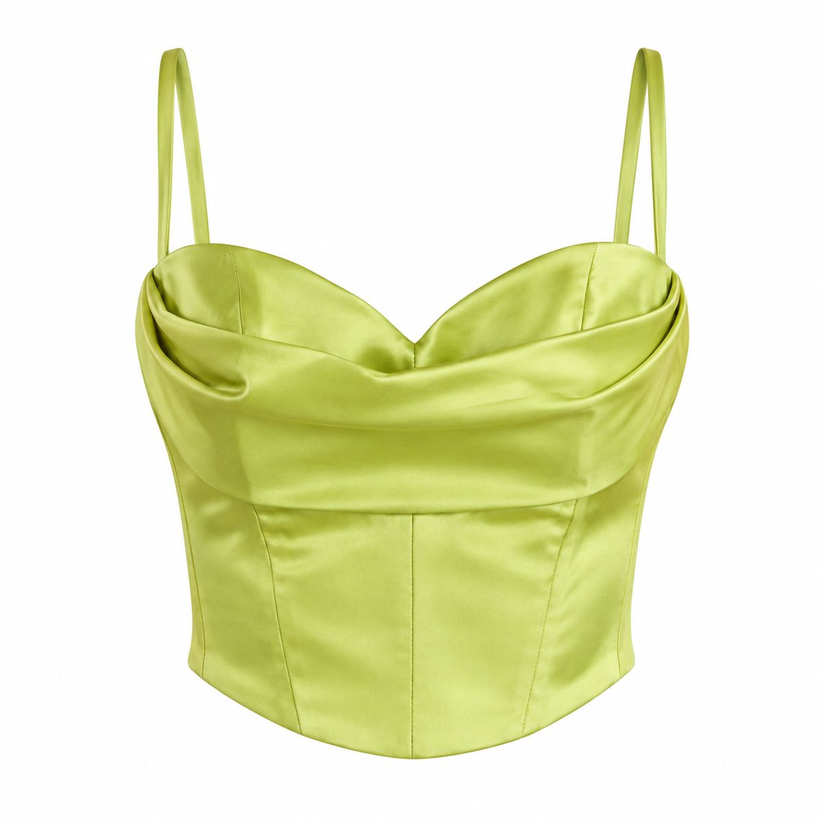 Crop top bustier verde acido con incroci sul retro Silence Limited