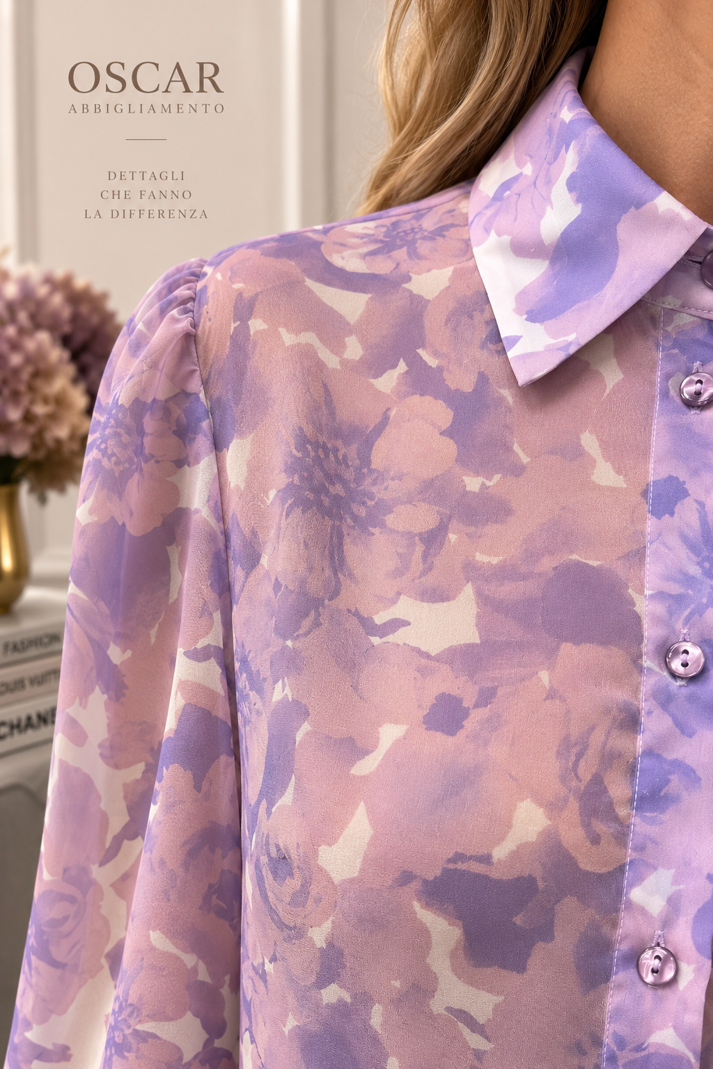 Camicia da donna con fiori viola SILENCE LIMITED