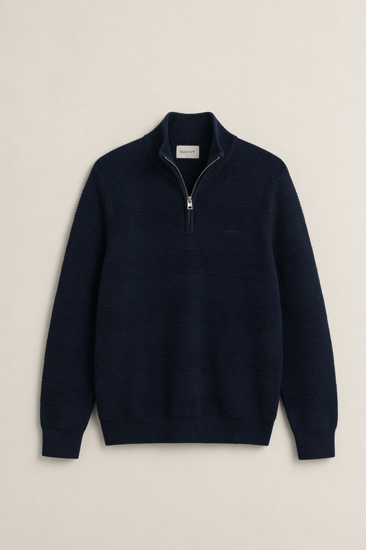 Cardigan con mezza zip in cotone testurizzato Gant