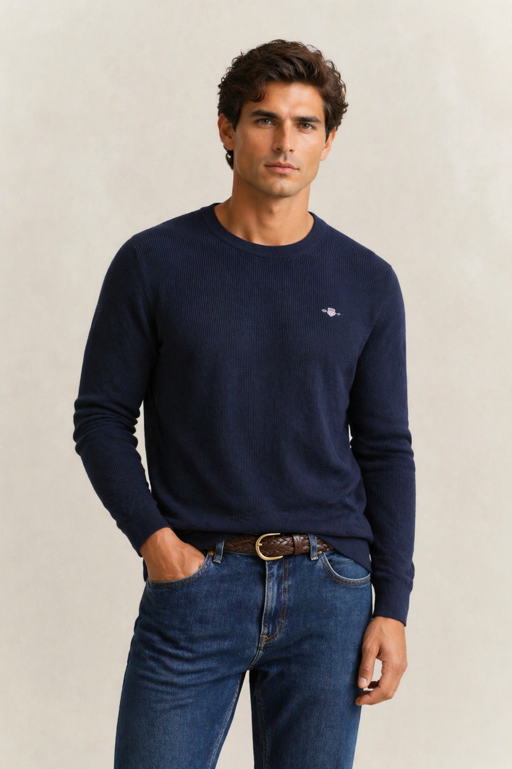 Maglia girocollo in cotone testurizzato Gant
