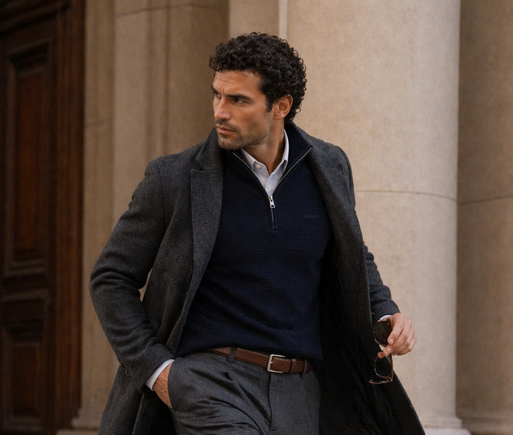 Cardigan con mezza zip in cotone testurizzato Gant