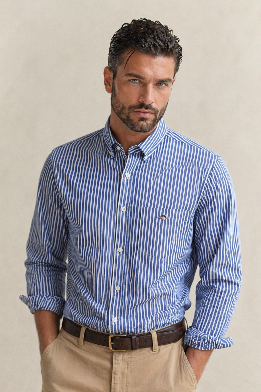 Camicia classica in popeline a righe Gant