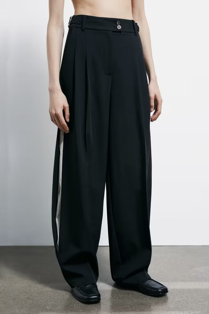 Pantaloni palazzo con inserti in raso Patrizia Pepe
