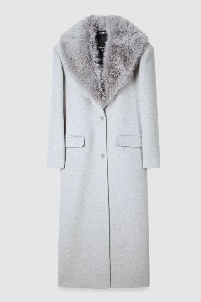 Cappotto lungo con collo fluffy
