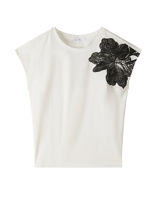 T-SHIRT CON PIZZO INTARSIATO PATRIZIA PEPE
