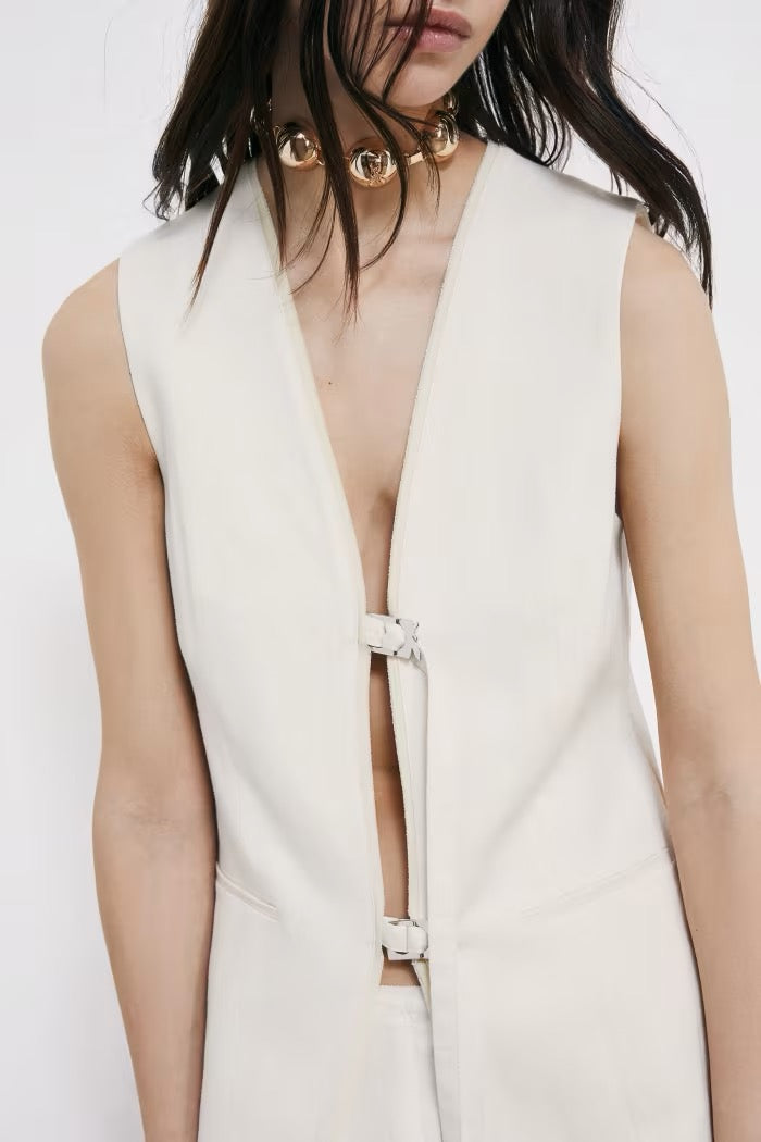 Gilet lungo sartoriale con lacci Patrizia Pepe
