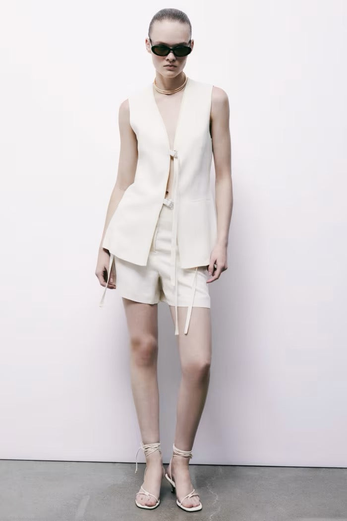 Gilet lungo sartoriale con lacci Patrizia Pepe