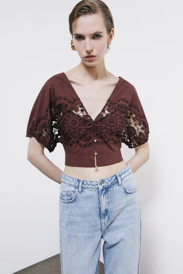 Top in cotone con ricamo floreale Patrizia Pepe
