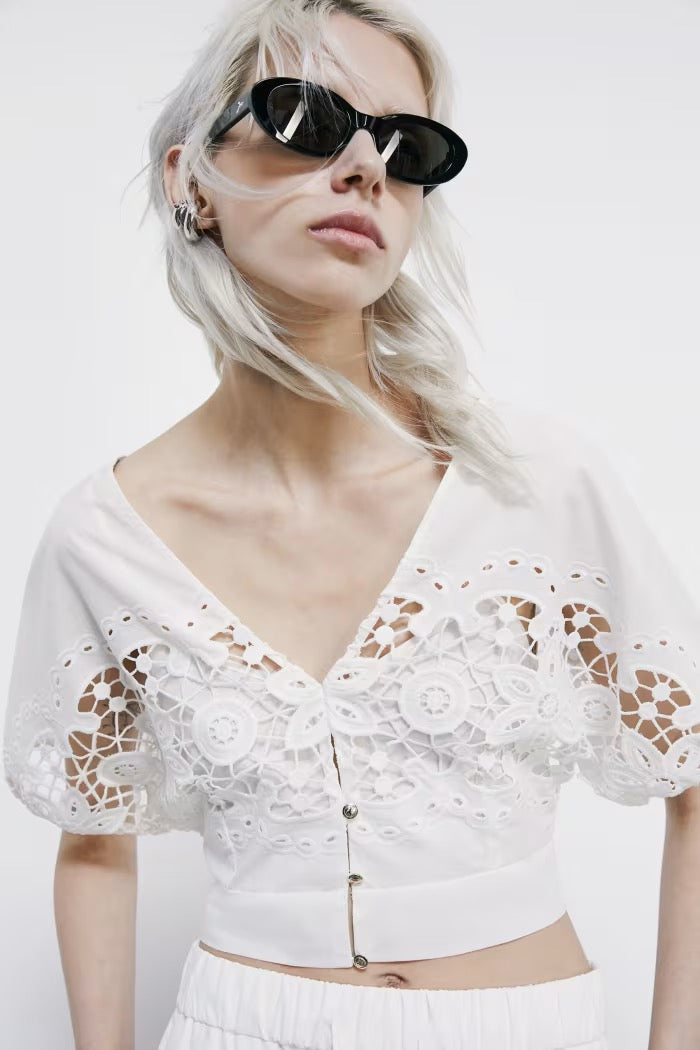 Top in cotone con ricamo floreale Patrizia Pepe