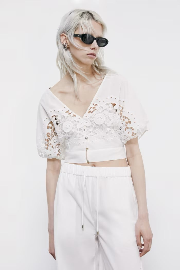 Top in cotone con ricamo floreale Patrizia Pepe