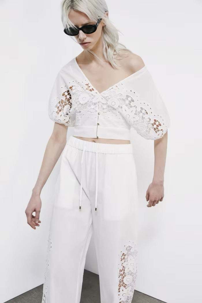 Top in cotone con ricamo floreale Patrizia Pepe