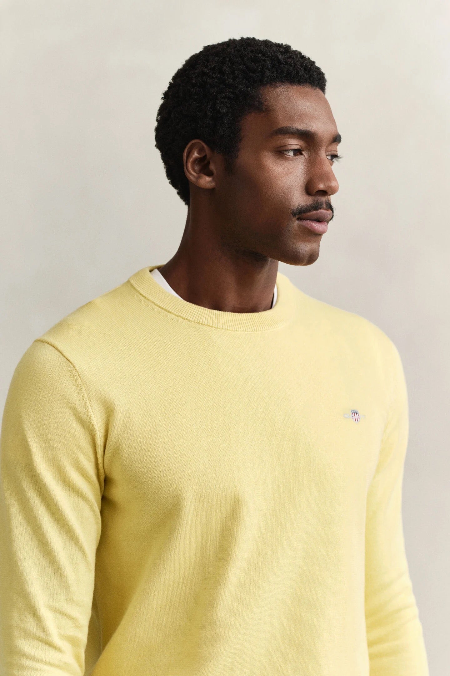 Maglia girocollo giallo in cotone Gant
