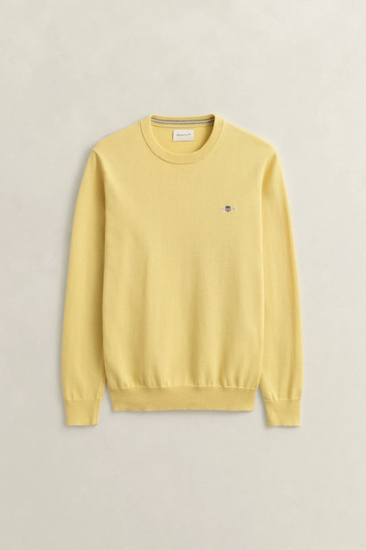 Maglia girocollo giallo in cotone Gant