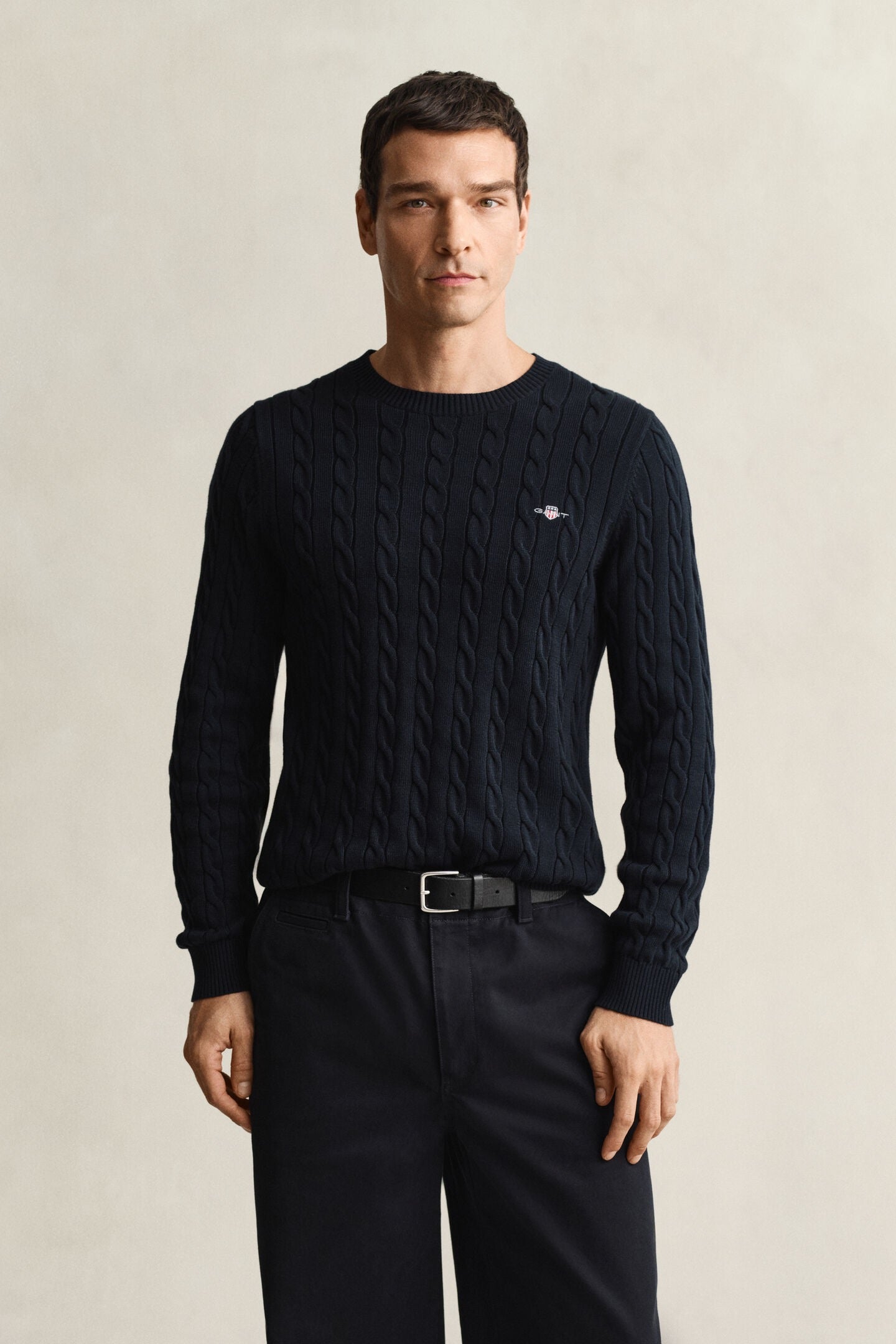 Maglia girocollo in cotone a trecce Gant