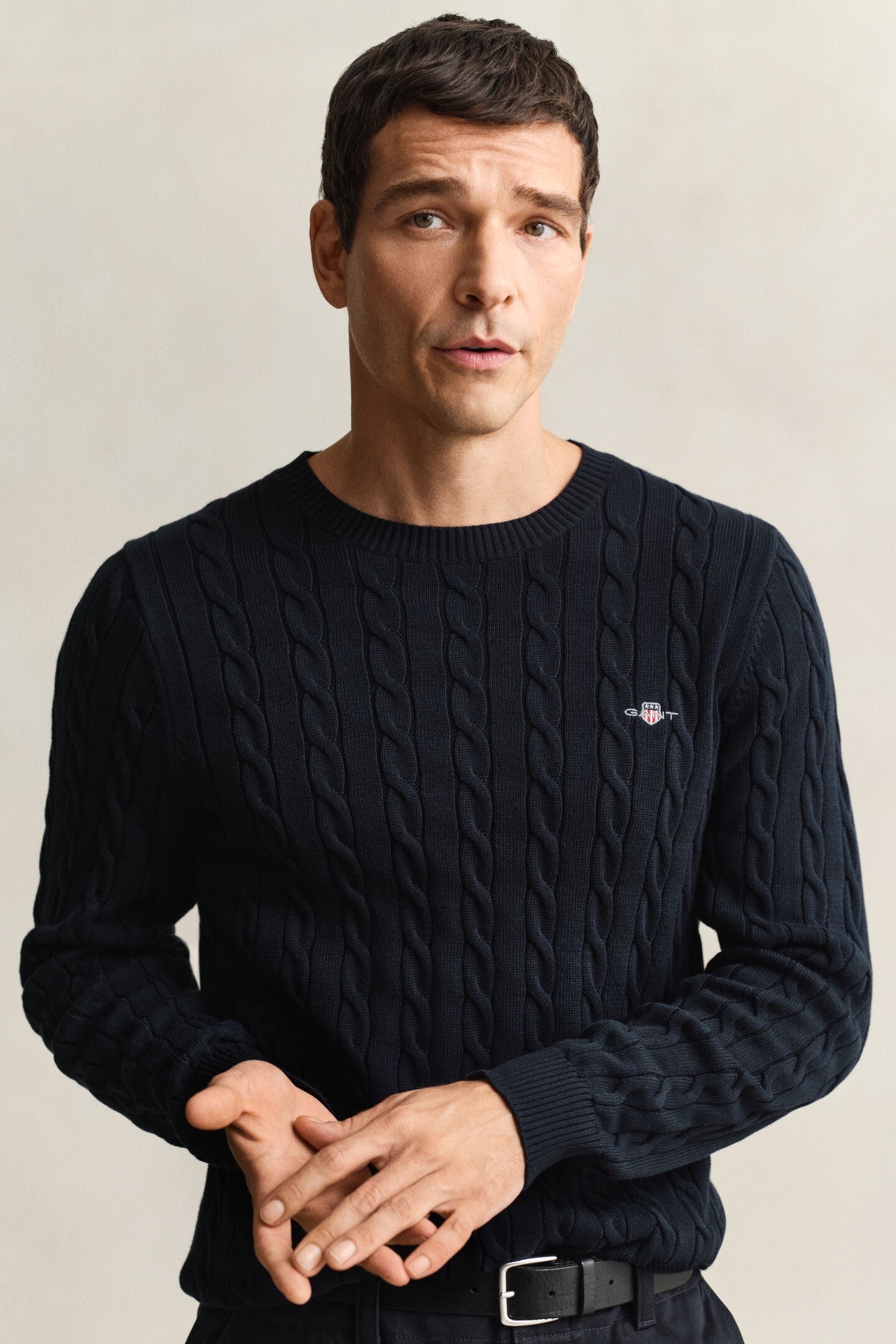 Maglia girocollo in cotone a trecce Gant