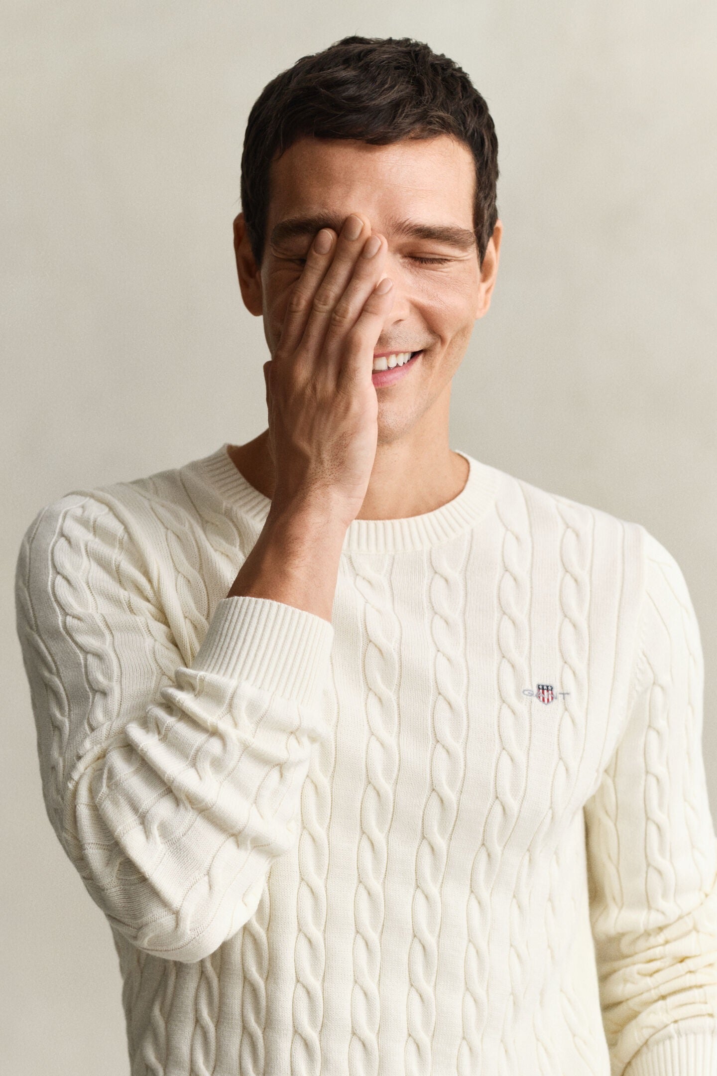 Maglia girocollo in cotone a trecce Gant