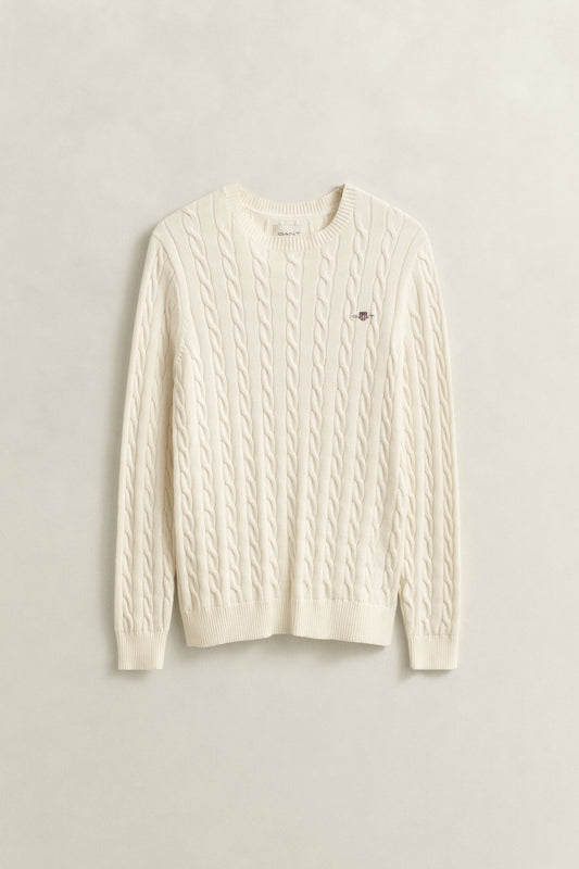 Maglia girocollo in cotone a trecce Gant