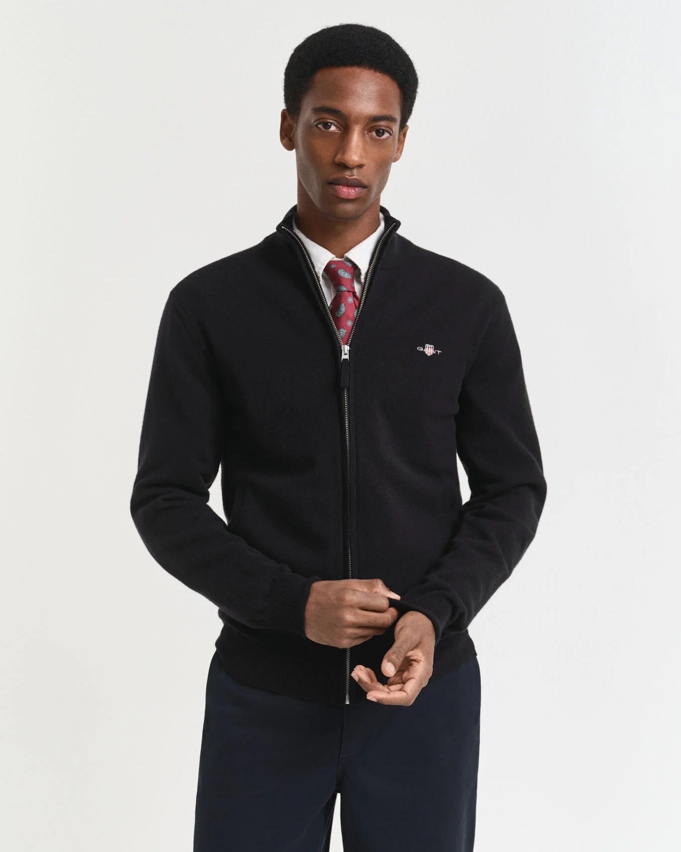 Cardigan con zip in finissima lana d’agnello Gant