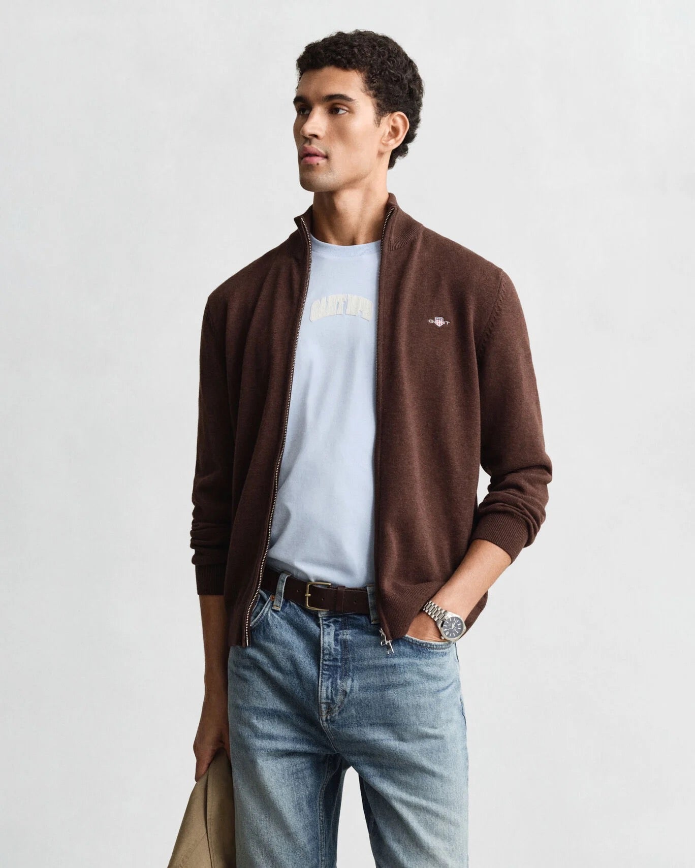 Cardigan in lana casual con zip Gant