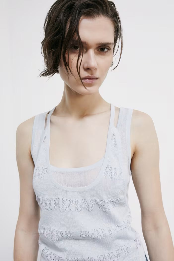 Top in maglia con logo traforato Patrizia Pepe