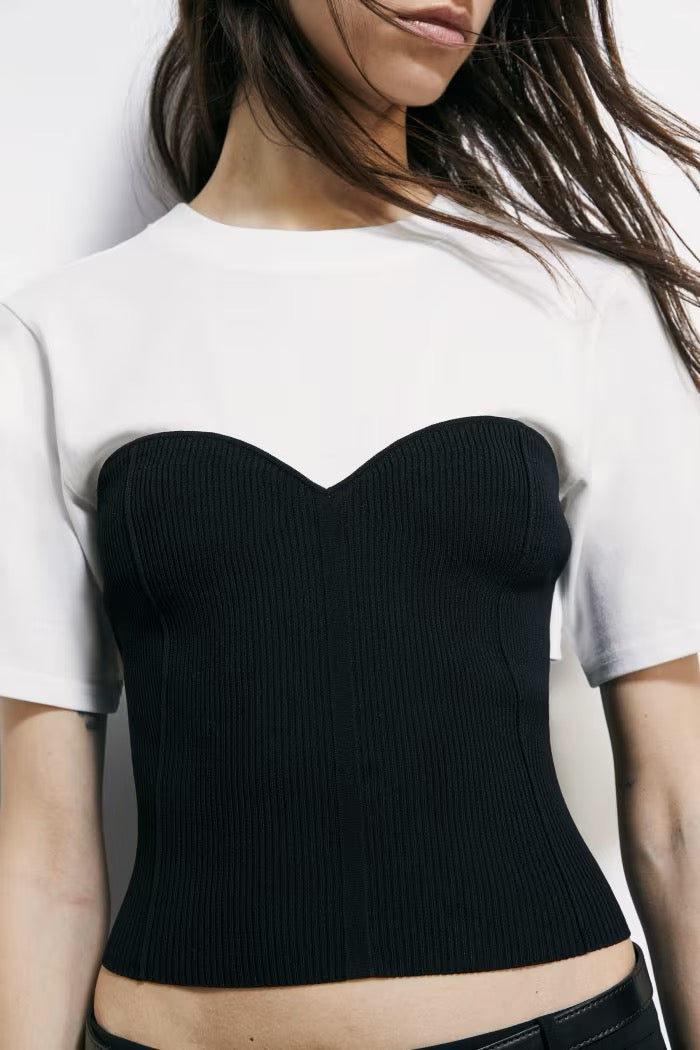T-shirt con bustier in maglia Patrizia Pepe