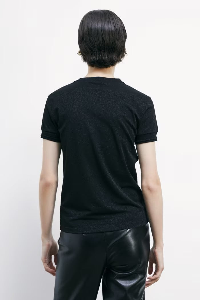 T-shirt in maglia con logo strass Patrizia Pepe
