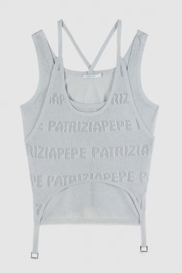 Top in maglia con logo traforato Patrizia Pepe
