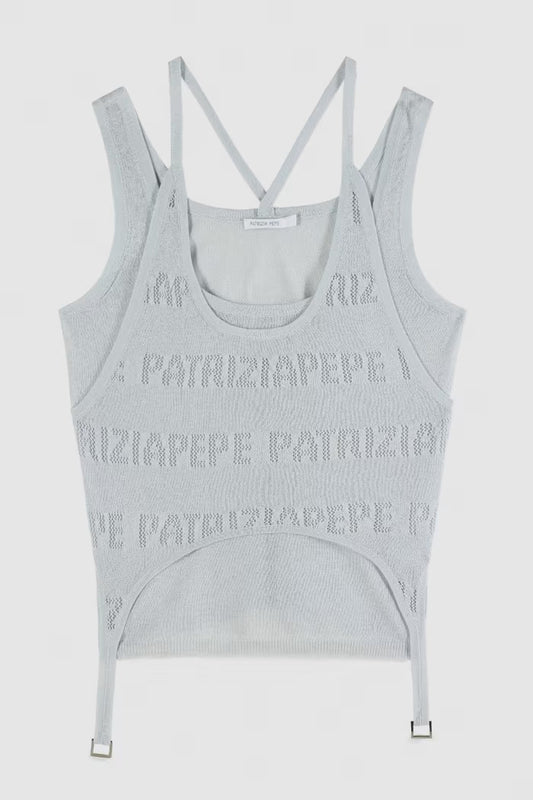 Top in maglia con logo traforato Patrizia Pepe