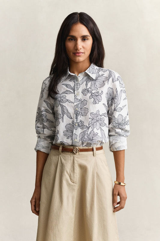 Camicia in lino con stampa floreale Gant