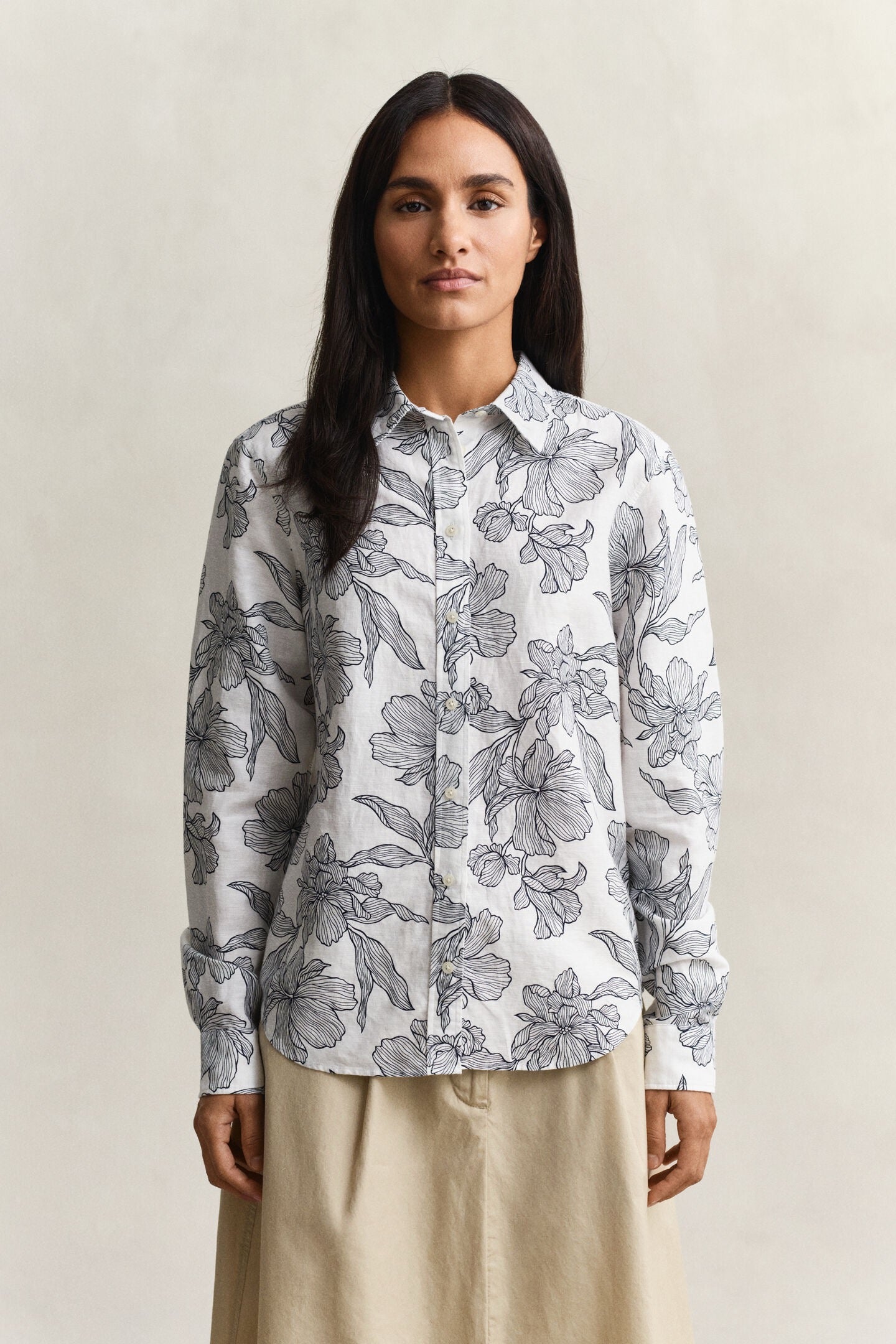 Camicia in lino con stampa floreale Gant