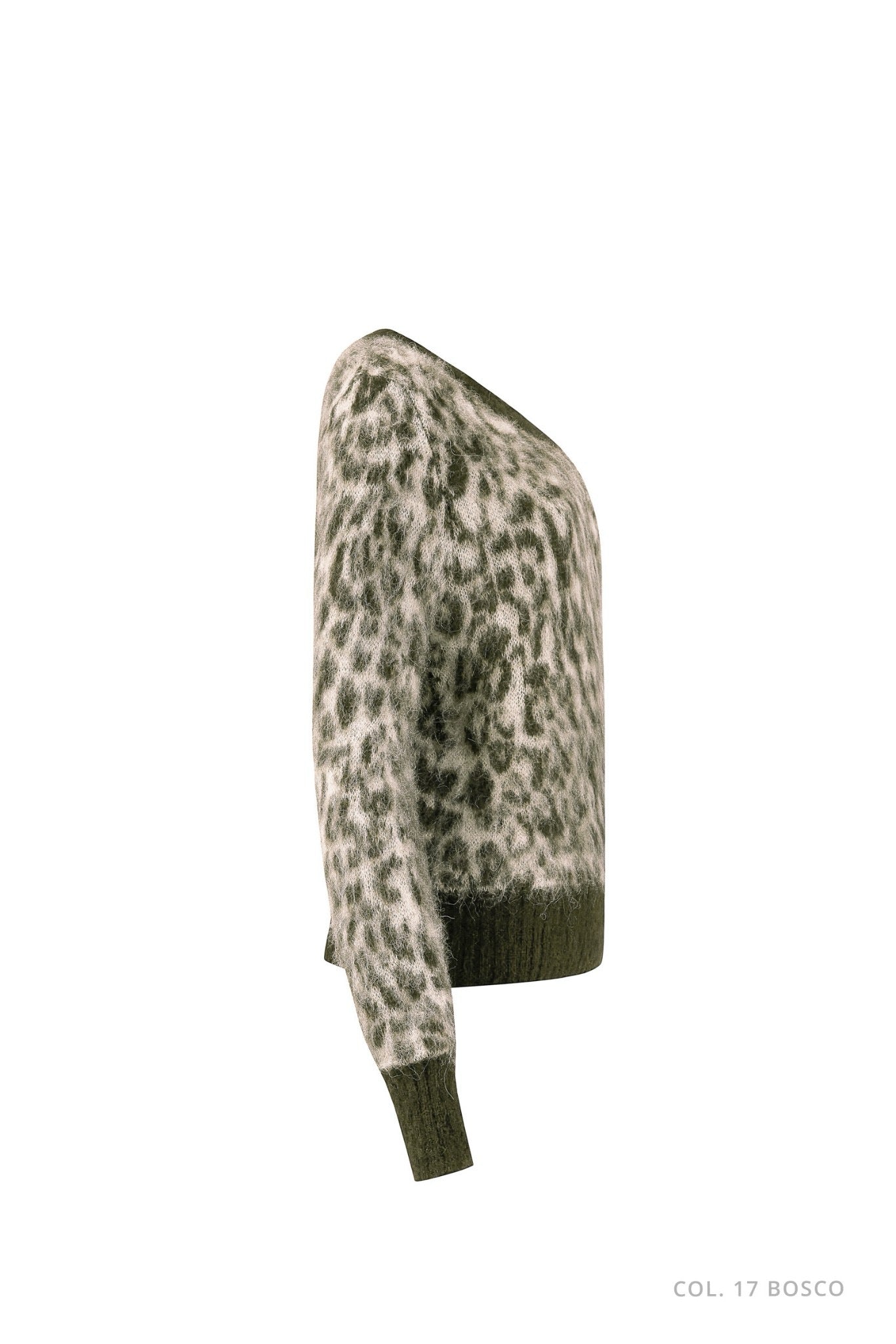 Maglia girocollo in alpaca con fantasia animalier D.Exterior