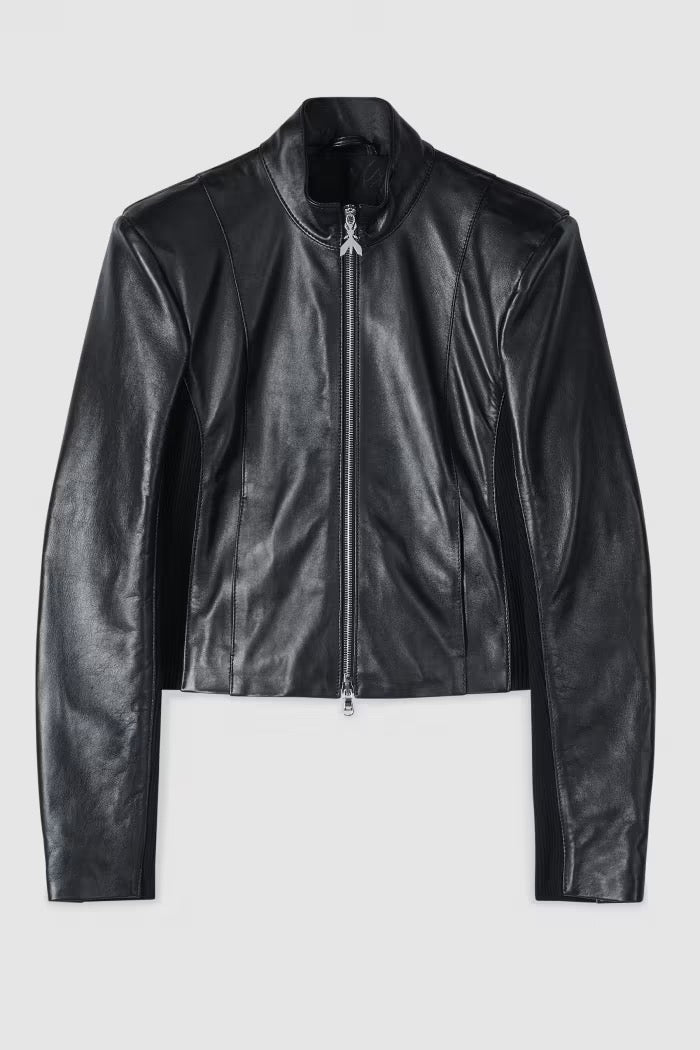 Giacca biker in pelle con inserti in maglia Patrizia Pepe