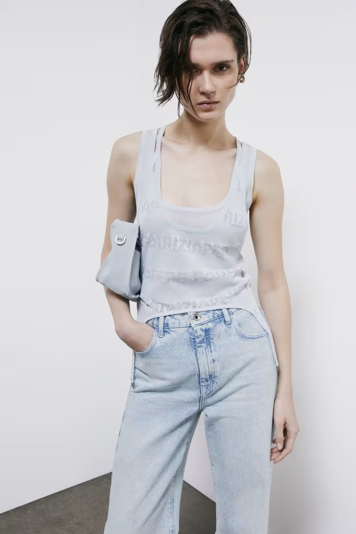 Top in maglia con logo traforato Patrizia Pepe