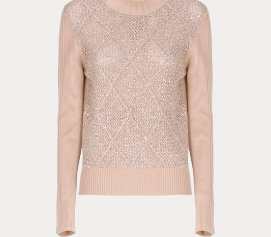 D. EXTERIOR Maglia a rombi in misto lana con paillettes